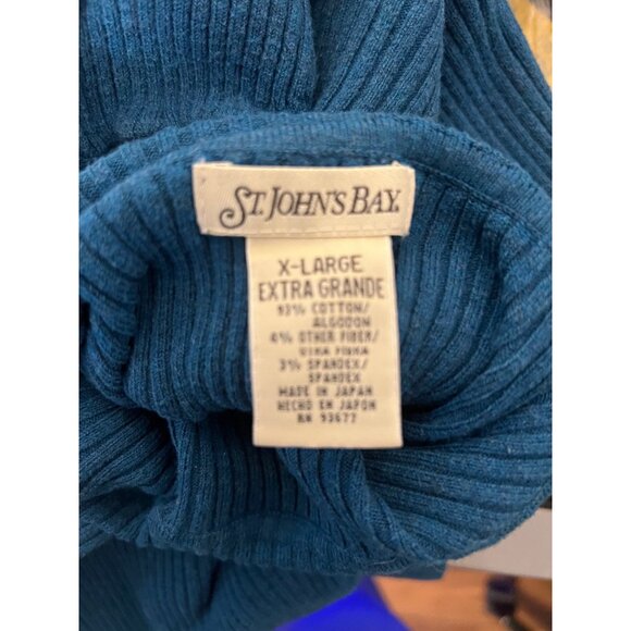St. Johns Bay Women Classic Blue Ribbed Turtleneck Sweater X-Large Cotton Blend - Picture 13 of 16